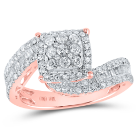 Square Genuine Baguette Diamond Engagement Ring
