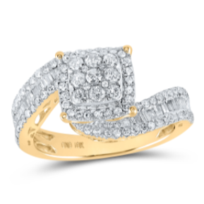 Square Genuine Baguette Diamond Engagement Ring
