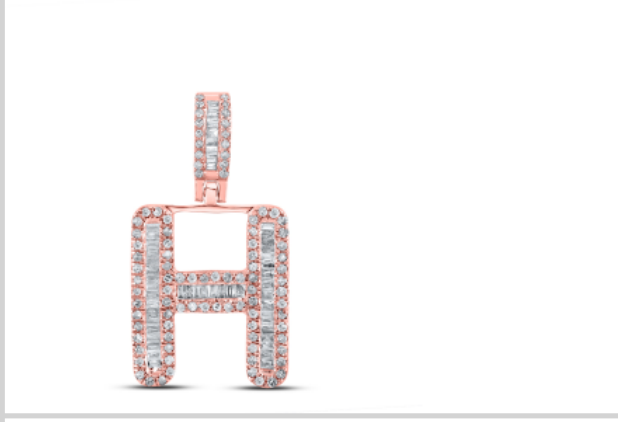 10k diamond initials with Baguettes A-Z initials
