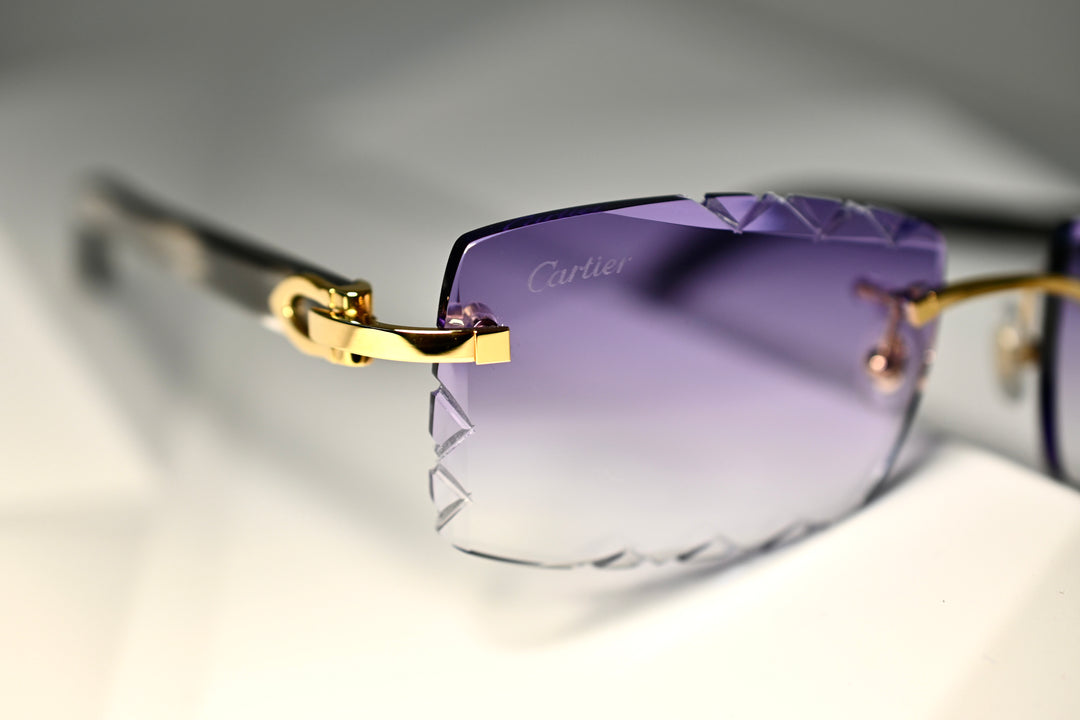 Black Buffalo BUFFS Horn Frames Purple Tint Diamond cut lenses