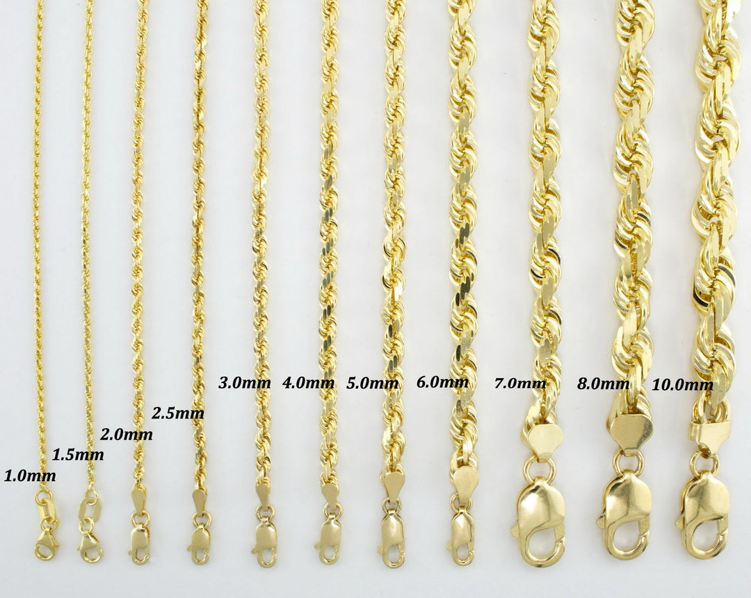 10k Gold Diamond Cut Rope Chains